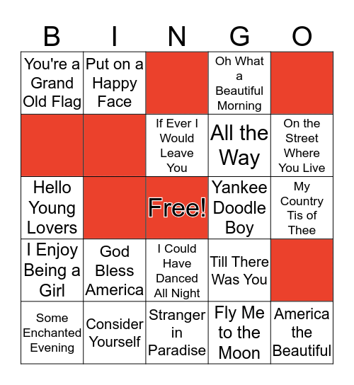 Sing Along Bingo Card