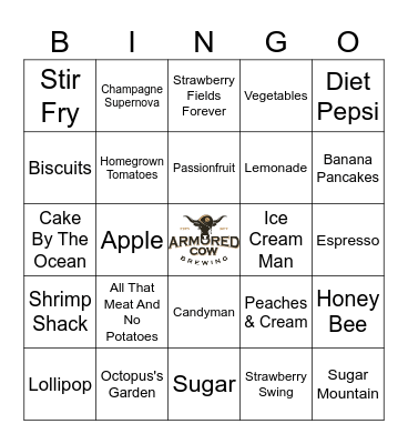 Food Fight Bingo Card