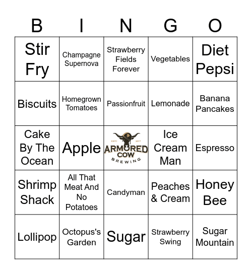 Food Fight Bingo Card