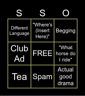 SSO Bingo Card
