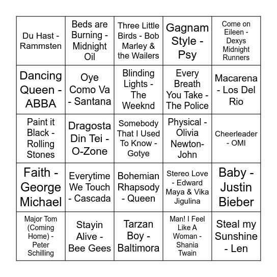 All Around the World Bingo Card