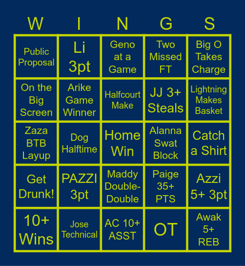 2026 WINGO BINGO Card