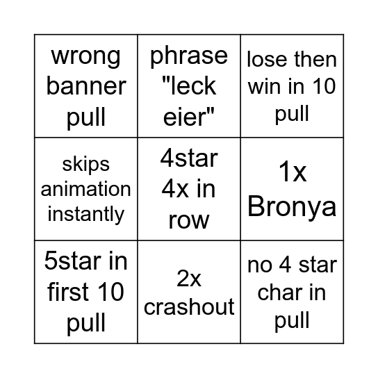 Sheet 3 Bingo Card