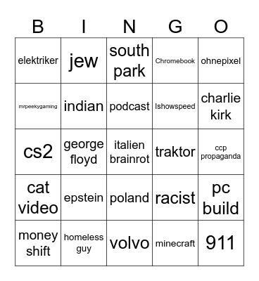 Iraq Reels Bingo Card