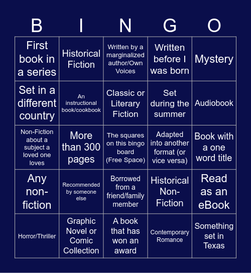 Summer 2026 Reading Bingo Card