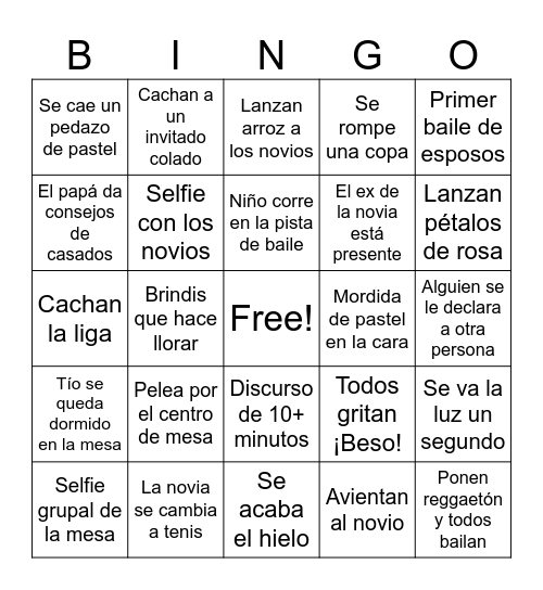 Wedding bingo Card