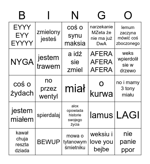 2BM Bingo Card