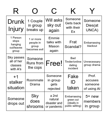 2026-2027 school year Bingo Card