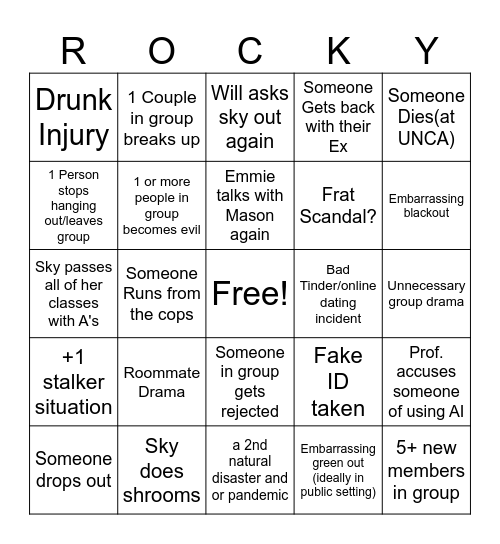 2026-2027 school year Bingo Card