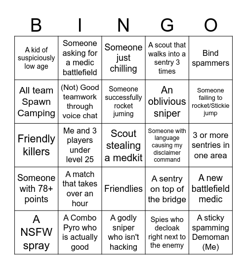 2fort Bingo Card