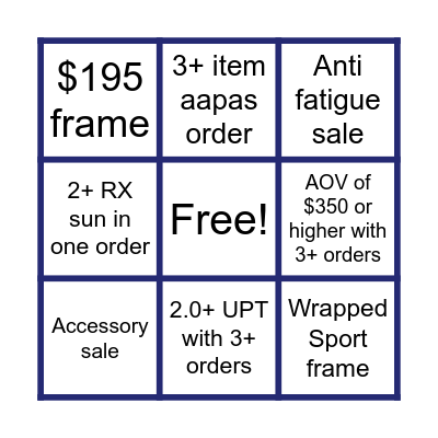 Woodbury Lakes Sales Bingo Card