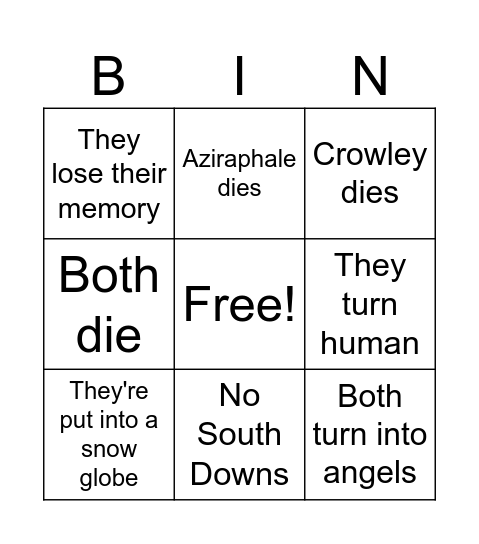 Evil good omens 3 bingo Card