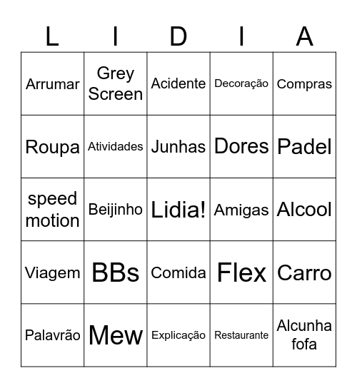Bingo da Lidia Bingo Card
