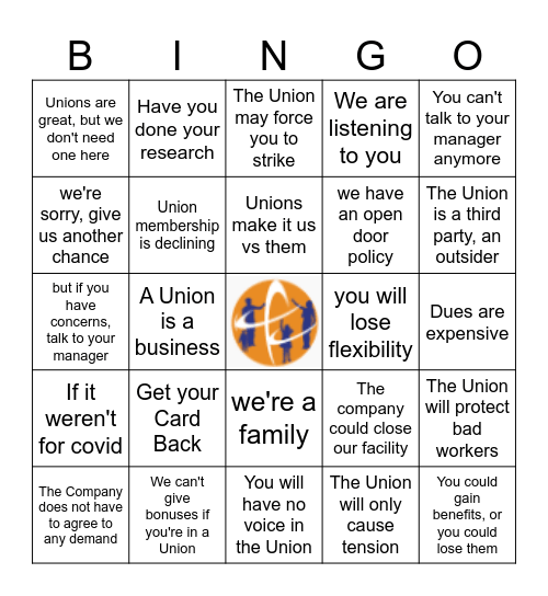 Union Bingo Card