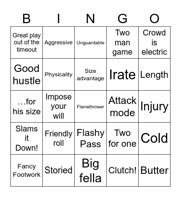 NBA Bullshit Bingo Card