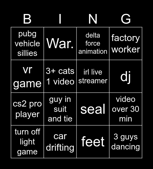 douyin Bingo Card