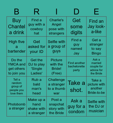Bacherlorette Bingo Card