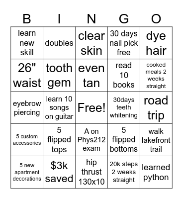 Summer '26 Bingo Card