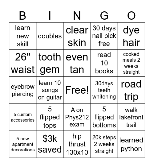 Summer '26 Bingo Card