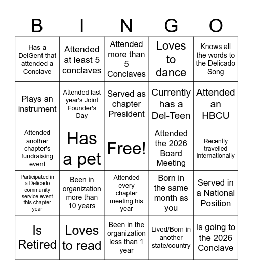 Delicado BINGO Card