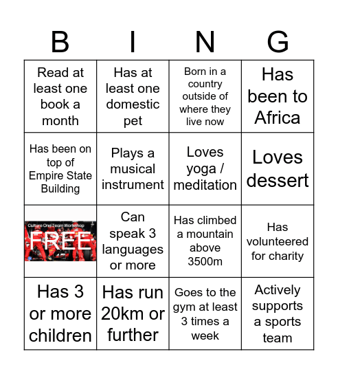 LF ISDO One Team Bingo Card