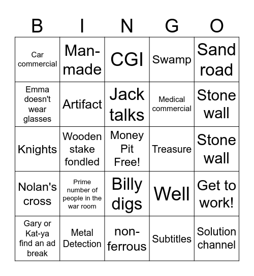 Wild Card - "Medieval" Bingo Card