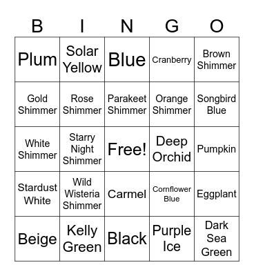 CM Cardstock Bingo Card