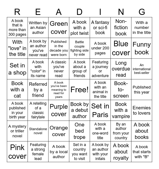 Book Bingo Card