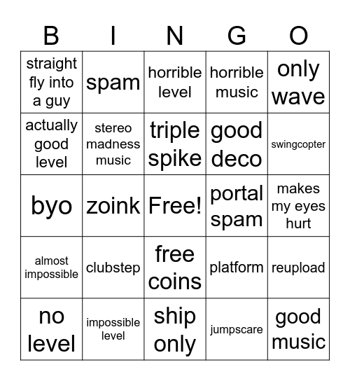 random bingo gd Bingo Card