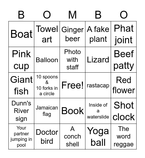 Jamaica Photo Bingo Card