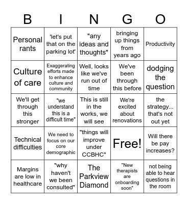 Open Forum Bingo Card
