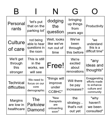 Open Forum Bingo Card