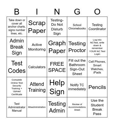 EOG/EOC Test Training | 25-26 Bingo Card