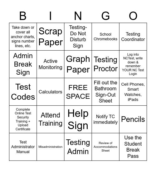 EOG/EOC Test Training | 25-26 Bingo Card