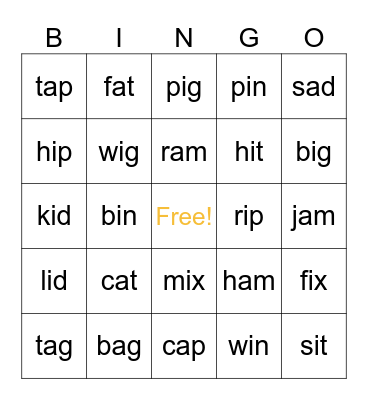 Phonics Review Bingo Card