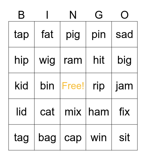 Phonics Review Bingo Card