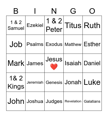 Bible Books Bingo Card
