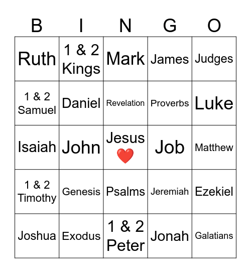 Bible Books Bingo Card