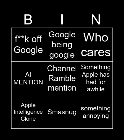 Google Showcase 2026 Bingo Card