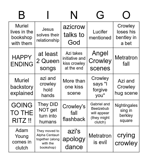 GOOD OMENS 3 PREDICTIONS Bingo Card