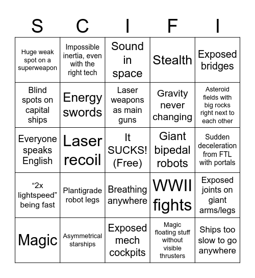 Soft SF Bingo Card