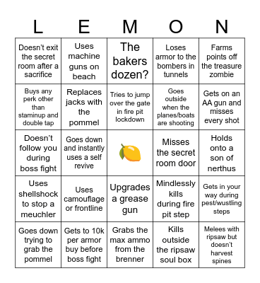 Darkest Shore Lemons! Bingo Card