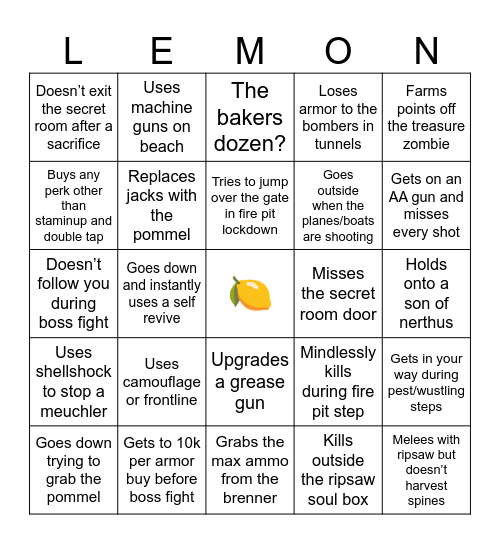 Darkest Shore Lemons! Bingo Card
