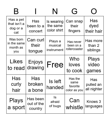 ENGLISH DAY BINGO Card
