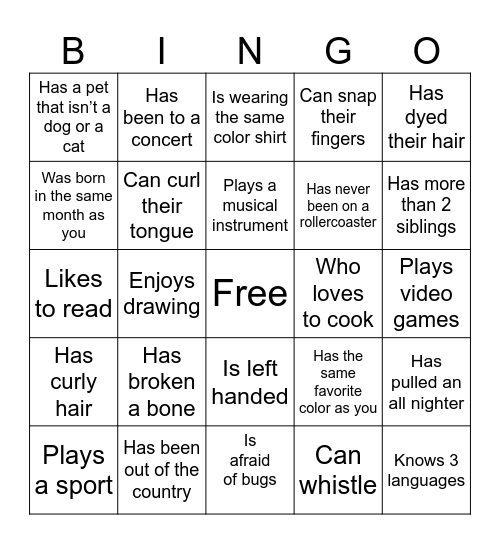 ENGLISH DAY BINGO Card