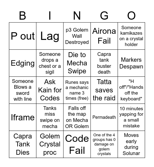 NM raids Bingo Card