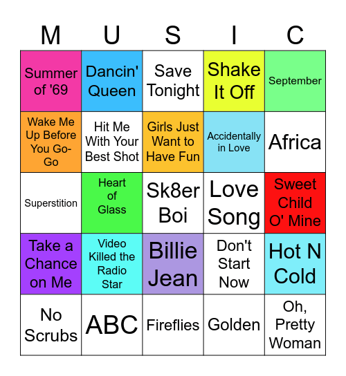Music Bingo Card