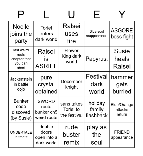 DELTARUNE CHAPTER 5 BINGO Card