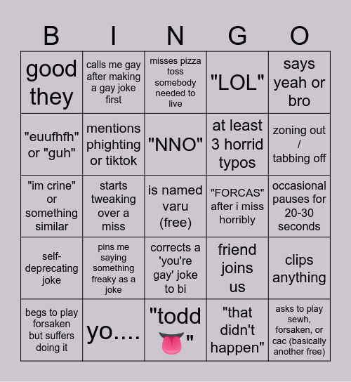 varu bingo Card