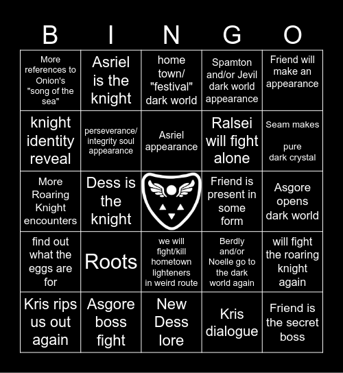 Deltarune Chapter 5 Bingo Card